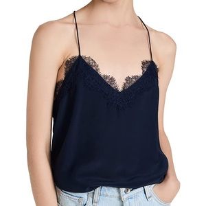 Cami NYC Women's Racer Charmeuse Top Navy Medium NWOT